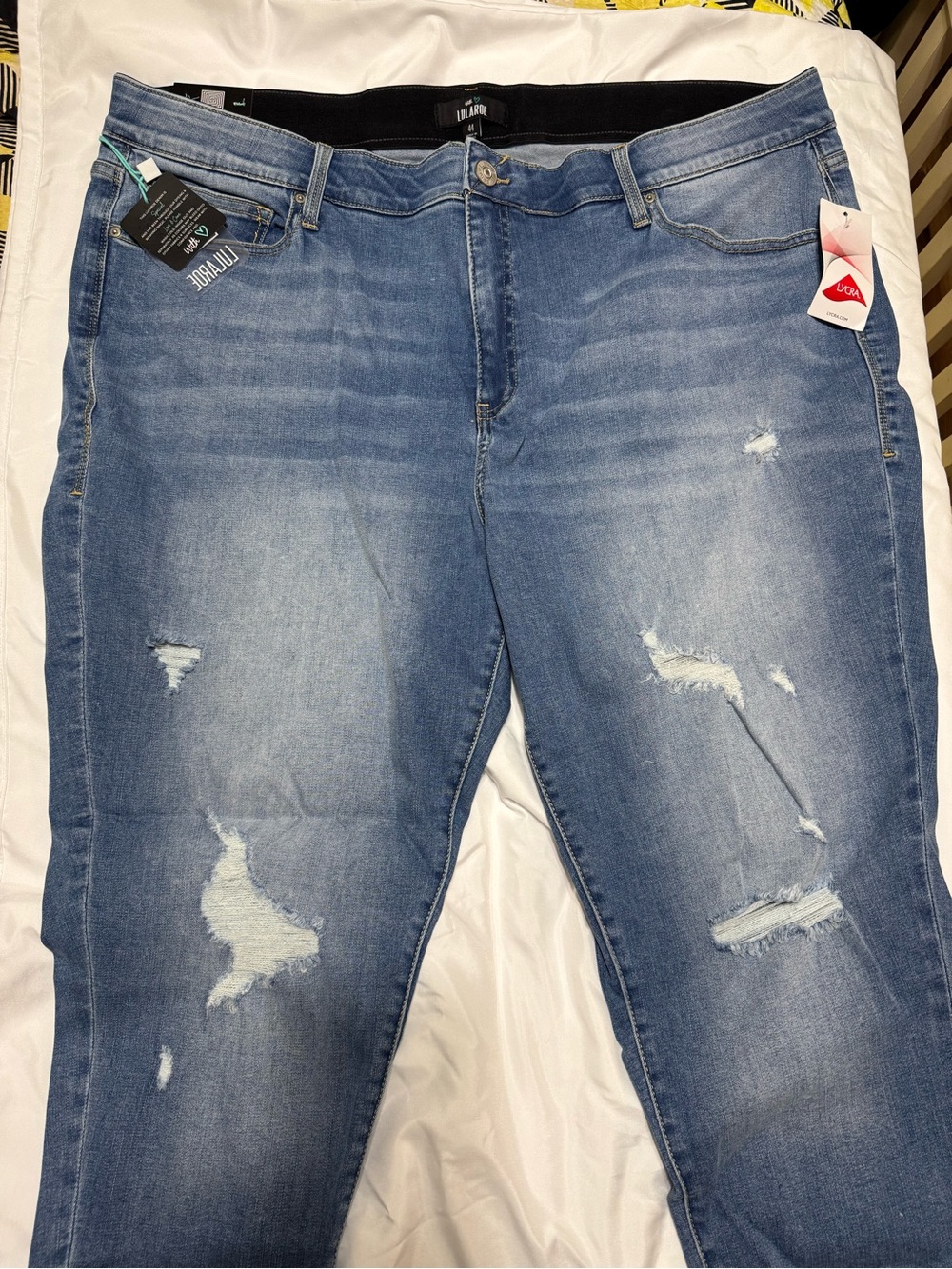 LuLaRoe, NWT Distressed Skinny Fit Light Blue Denim Jeans - Size 44